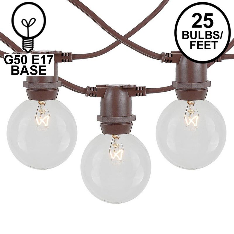 Novelty Lights Globe Outdoor String Lights with 25 In-Line Sockets Brown Wire 25 Feet, 1 of 10