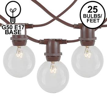 Novelty Lights Globe Outdoor String Lights with 25 In-Line Sockets Brown Wire 25 Feet