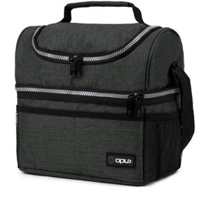 OPUX Double Decker Lunch Box Men Women, Insulated Leakproof Cooler Bag Adult Work, Dual Compartment Pail Tote Boys Girls Kids - 1 of 4