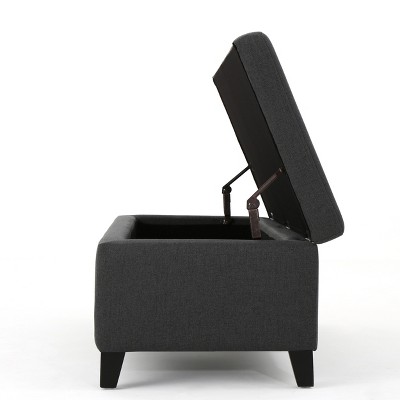 Dark Grey Birch Fabric Storage Ottoman with Legs