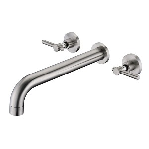 Sumerain Wall Mount Tub Filler Faucet Brushed Nickel High Flow Bathtub Faucet, Long Spout Reach - 1 of 4
