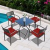 Aoodor 19x19x5 Inch Tufted Outdoor Chair Cushions, Water and Fade Resistant Polyester Dining Chair Pads with Ties for Patio Furniture, Set of 4 - 2 of 4