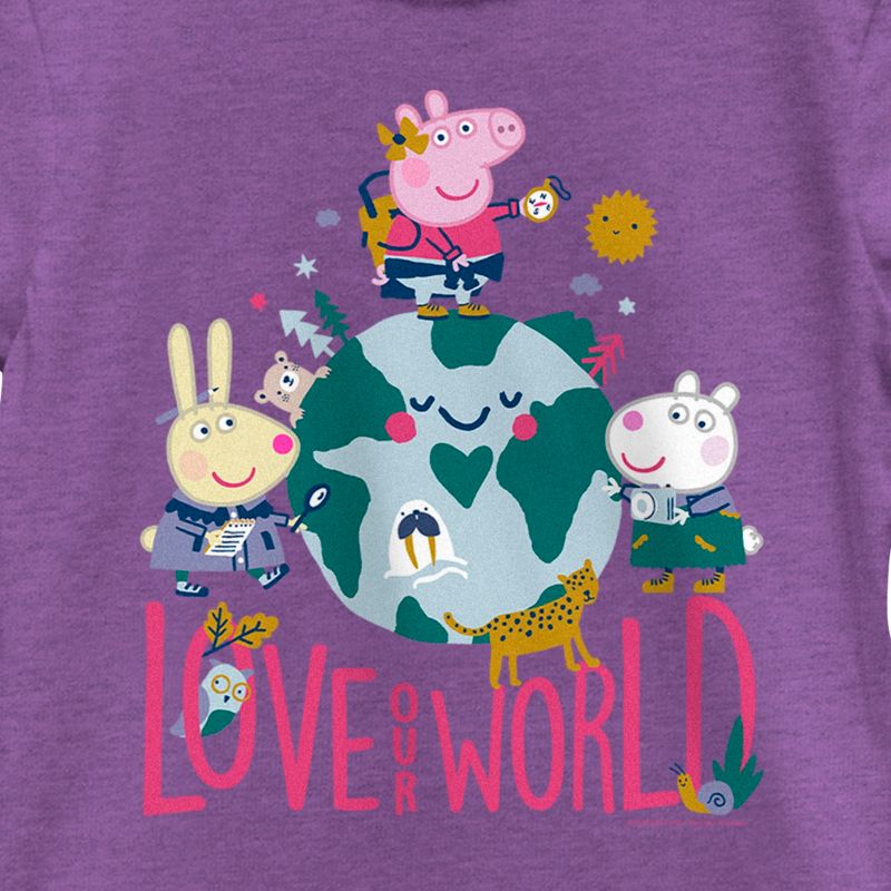 Girl's Peppa Pig Love Our World T-Shirt, 2 of 5