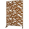 Okak Modern Balcony Privacy Screen with Abstract Line Decoration, Outdoor Privacy Screen, Freestanding Metal Privacy Screen for Garden - 2 of 4