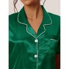 cheibear Women's Soft Satin Button Down with Capri Pants Lounge Pajama Set - 4 of 4