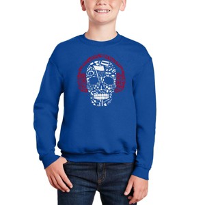 LA Pop Art Music Notes Skull - Boy's Word Art Crewneck Sweatshirt - 1 of 3