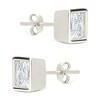 Shine By Sterling Forever Sterling Silver Princess Cut Bezel Set Stud Earrings - 3 of 4