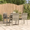 vidaXL 5 Piece Patio Dining Set/Gray Poly Rattan and Acacia Wood Furniture/Outdoor, Garden, Deck/Modular/Table and Cushions - 2 of 4