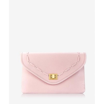 pink and grey clutch bag