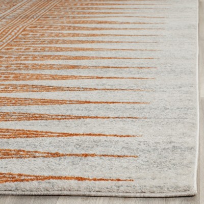 Ivory and Burnt Orange Bohemian Wool Area Rug