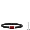 Steeltime Men's black braided leather bracelet with stainless steel and red carbon fiber magnetic clasp - 3 of 4