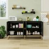 Carved 4 Door Sideboard ,Sideboard Buffet Cabinet With Storage ,Modern Coffee Bar Cabinet With Adjustable Shelf For Living room,Diningroom,Kitchen - 2 of 4