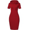 Women's Short Sleeve Hooded Sweatshirt Dress, Pullover Casual Hoodie Midi Dress - 4 of 4