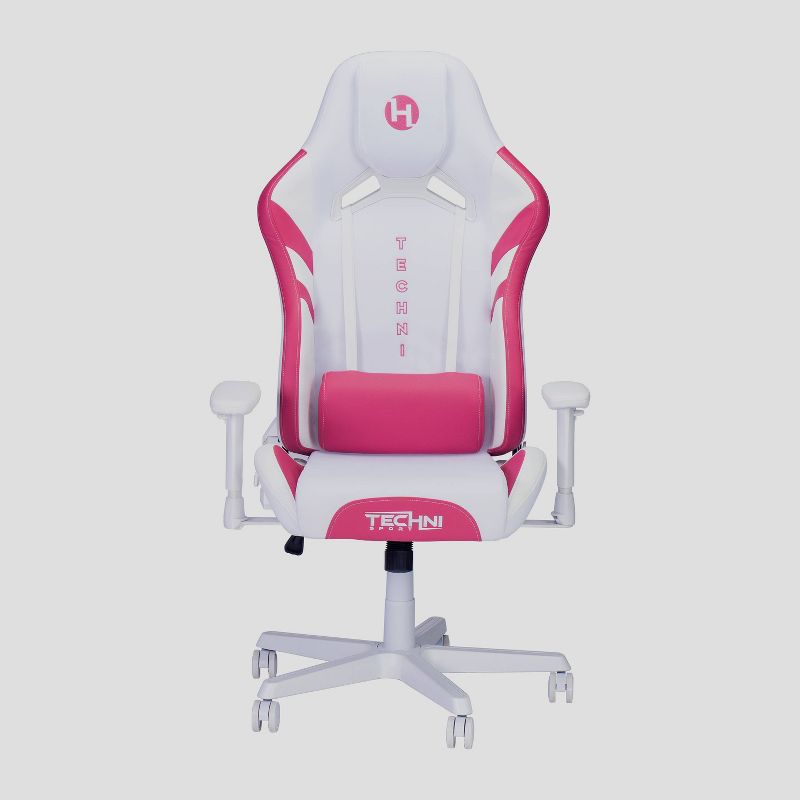 Echo Stain Resistant Fabric Gaming Chair White/Pink - Techni Sport, 3 of 9