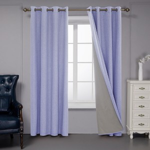 Deconovo Faux Linen Total Blackout with Coating Curtains (2 Panel) - 1 of 4