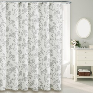 Vintage Farmhouse Shower Curtain for Bathroom Grey Shower Curtain Floral Cotton 70.8x70.8 Inch - 1 of 1