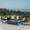 Christopher Knight Home Eclipse Outdoor Aluminum 4 Seater Chat Set with Fire Pit, Black/Dark Gray - 2 of 4