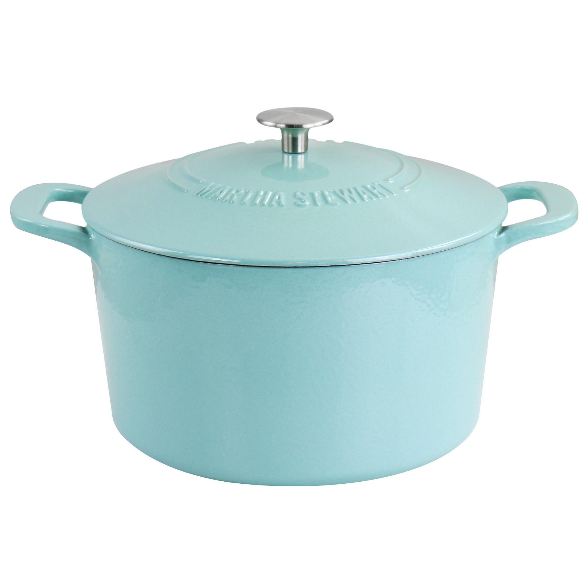 Martha Stewart Enameled Cast Iron 7 Quart Dutch Oven with Lid in Turquoise