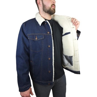 Victory Outfitters Men's Burley Faux Shearling Lined Denim Jacket Dark Blue 3XLT — фото 3