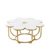 Resenkos Center Coffee Table, Living Room Table,Modern Coffee Table, Flower-Shaped Center Table with Faux Marble Tabletop White+Golden - 4 of 4