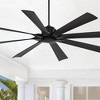 70" Possini Euro Design Modern Indoor Outdoor Ceiling Fan with Remote Control Matte Black Damp Rated for Patio Exterior House Home - 2 of 4