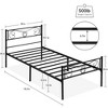 Whizmax Black Twin Size Bed Frame with Storage, Metal Bed Frame with Vintage Pattern Headboard and Footboard, Mattress Foundation, Easy Assembly - image 2 of 4