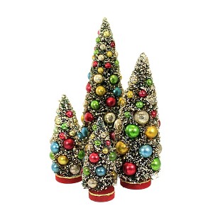 Cody Foster 14.5 Inch Heirloom Tree Christmas Glass Balls Wooden Base Bottle Brush Trees - 1 of 3