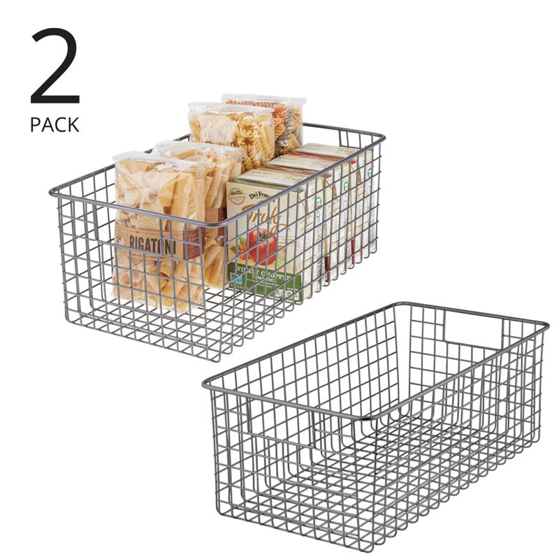 mDesign Metal Wire Food Organizer Basket with Built-In Handles - 16 x 9 x 6, 2 of 10