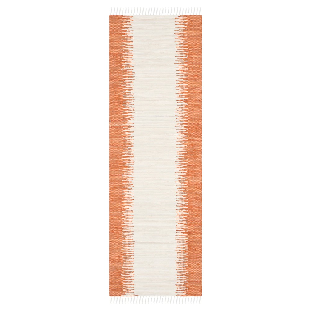 2'3inx7' Runner Flatweave Ikat Stripe Area Rug Orange - Safavieh