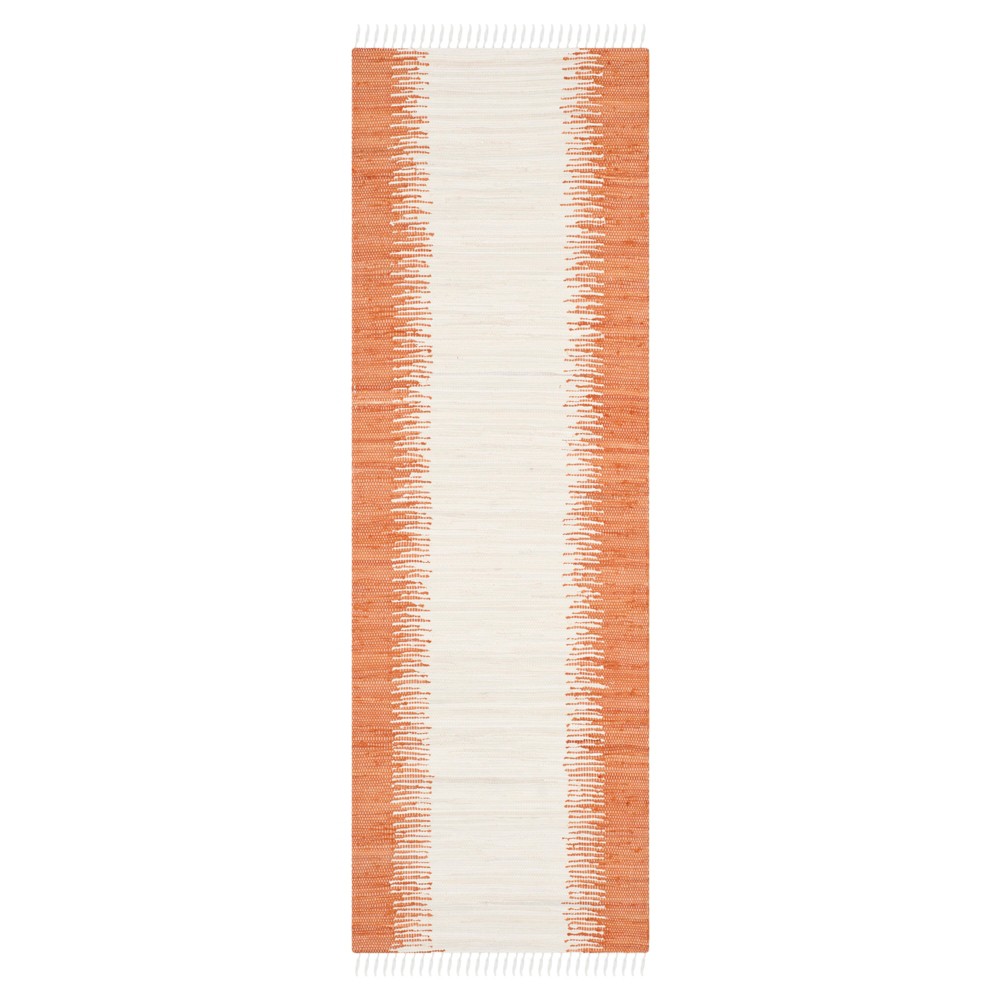 2'3inx7' Runner Flatweave Ikat Stripe Area Rug Orange - Safavieh