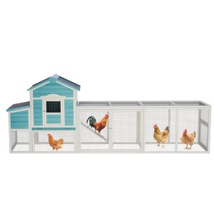 Gulches Blue Wooden Chicken Coop with Nesting Box Free-Range Door Asphalt Roof Sliding Tray 1 Piece 121 Inch - 1 of 4