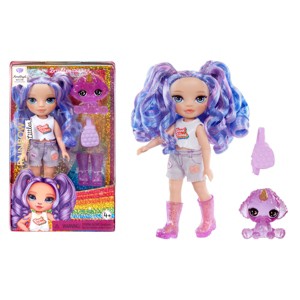 Rainbow High Littles Amethyst Willow Purple 5.5" Posable Small Doll with Purse Magical Pet Dog - 1 of 4
