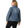 Agnes Orinda Women's Plus Size Classic Denim Washed Front Long Sleeve Casual Jean Jackets - 4 of 4