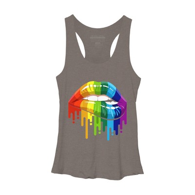 Adult Design By Humans Rainbow Pride Lip Melt By COVI Racerback Tank Top
