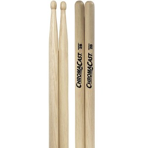 ChromaCast 2B USA Made Hickory Drumsticks Pair - Wood Tipped - Drum Sticks Tour Tested by Pro Drummers - Real American Hickory Wood - 1 of 4