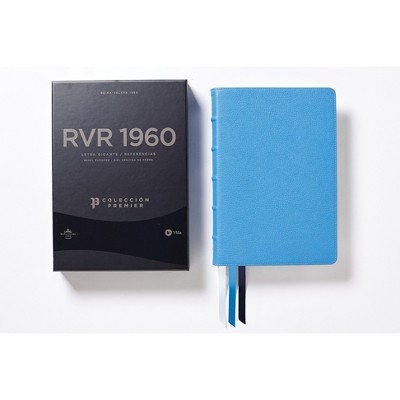 Rvr60, Santa Biblia, Colección Premier, Letra Gigante, Interior a DOS Colores, Piel Genuina de Cabra, Azul, Comfort Print - (Leather Bound)