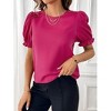 Women'S Shirts Summer Casual Crewneck Lace Crochet Short Sleeve Blouses Cute Floral Print Loose Tunic Tops - 4 of 4