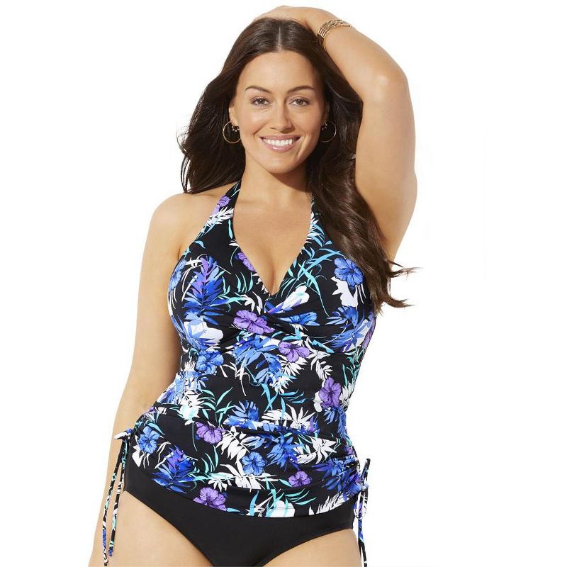 Swimsuits for All Women's Plus Size Adjustable Underwire Tankini Top, 1 of 2