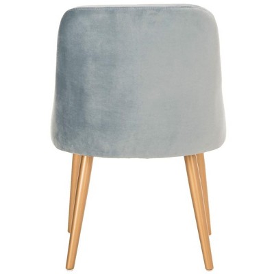 Slate Blue Velvet Upholstered Parsons Chair with Gold Legs