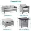 Sonkuki 8 Pieces Patio Sofa with Square Fire Pit Table and Ottomans, Wicker Conversation Couch, Light Gray Cushion - 3 of 4