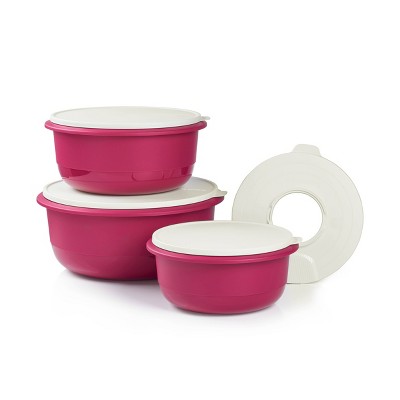 Set Of 2 Clear Pink Tupperware Storage/ Mixing Bowls for Sale in