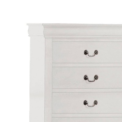 White 5-Drawer Chest with Brushed Nickel Hardware