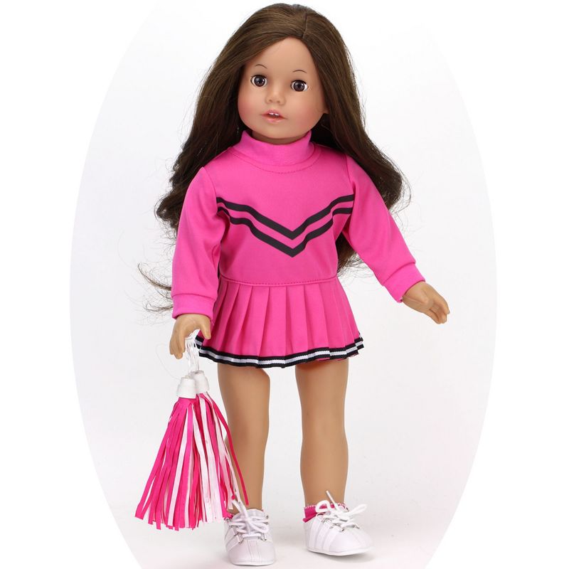 Sophia’s Cheerleader Dress, Pom-Poms, & Megaphone Set for 15" and 18” Dolls, Hot Pink, 4 of 6
