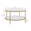 NicBex Round 2-Tier Tempered Glass Coffee Table with Steel Frame for Living Room,Bedroom,Gold - 3 of 4