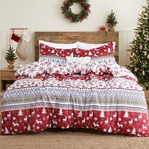 3 Piece Christmas Duvet Cover Bedding Set - 1 of 4