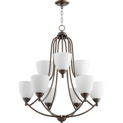 Quorum Lighting Barkley 9-Light Chandelier, Oiled Bronze, 26.5 Width, 32 Height