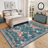 Modern Pastoral Machine Washable Area Rug Non Slip Soft Floral Butterfly Printed Indoor Floor Cover Low Pile Non Shedding Rug for Living Room Bedroom - 3 of 4