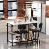 Hooseng 3-Piece Dining Table Set for Kitchen Breakfast Nook, Bar Table Set with Storage Shelves, with Counter Height Faux Marble Table, Grey - 2 of 4