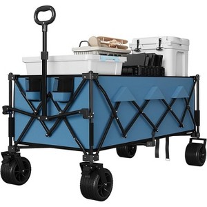 52" Collapsible Wagon Cart Foldable, Capacity 350l Heavy Duty Folding Utility Beach Wagons with 180¡ã Adjustable Handle, All Terrain Wheels - 1 of 4