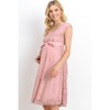 Hello Miz Women's Floral Lace Maternity Dress with Ribbon - 2 of 4